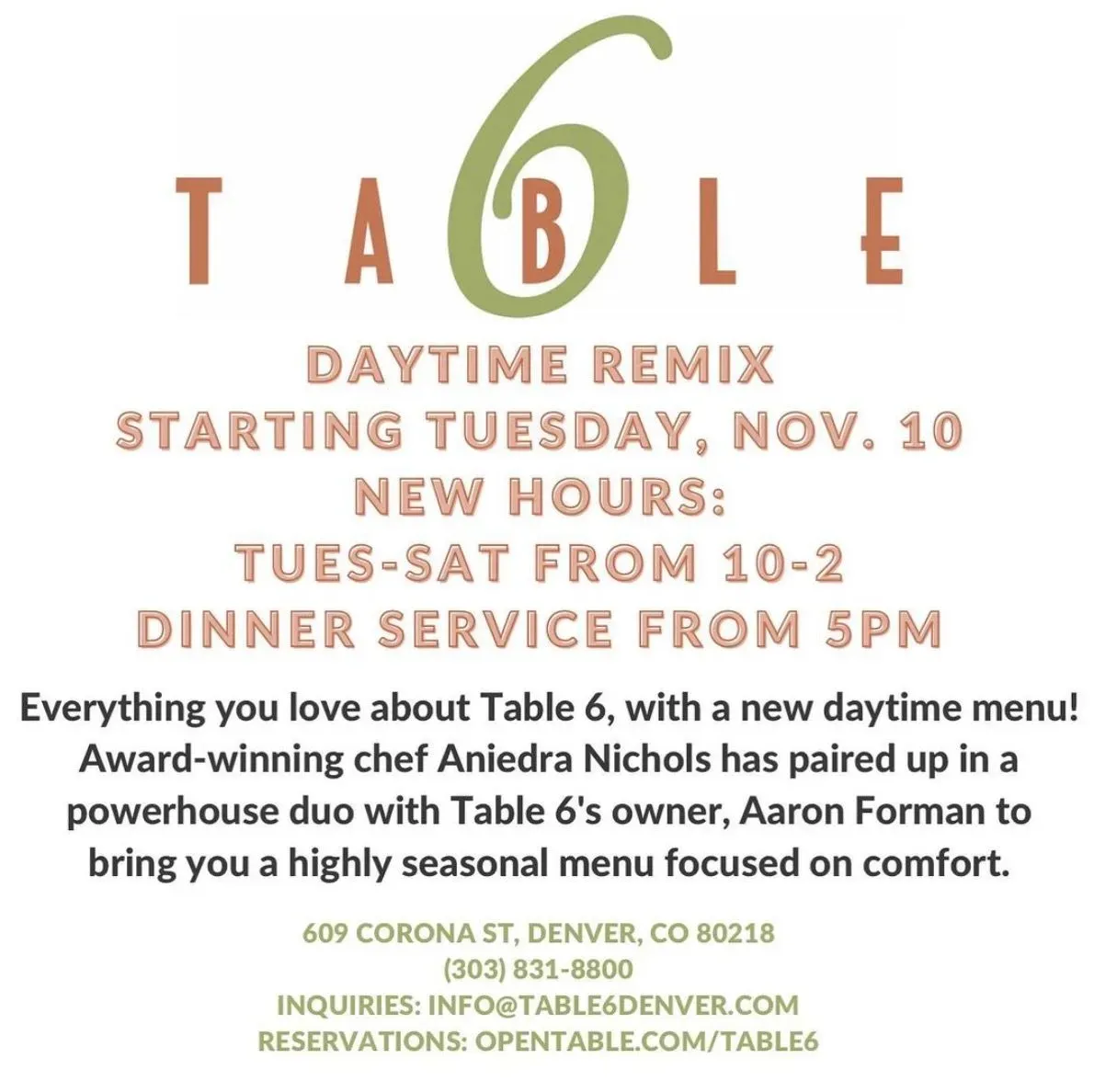 Table 6 Daytime Remix