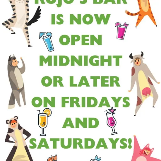 Bar Open until Midnight on Fridays and Saturdays