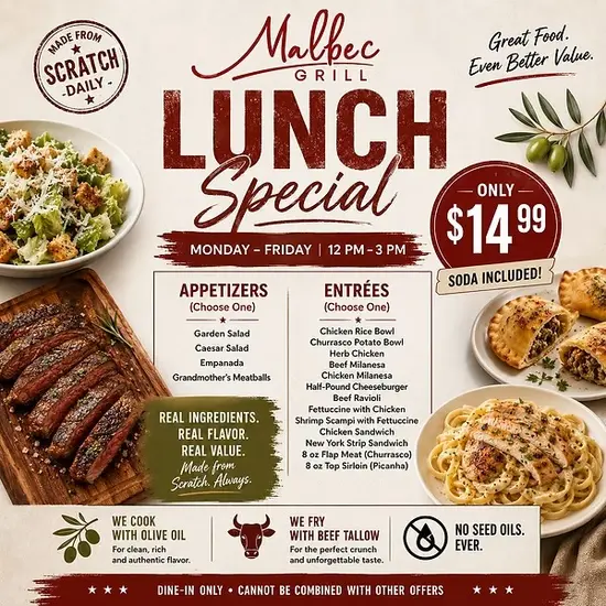 Lunch Special special at Malbec Grill in Parkland, FL