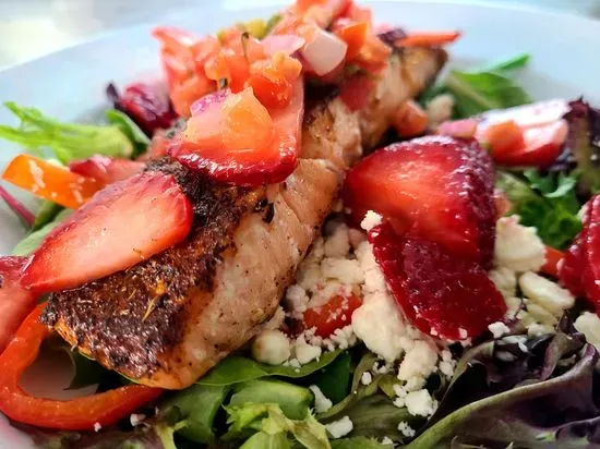 Blackened Salmon Salad with Strawberry Salsa