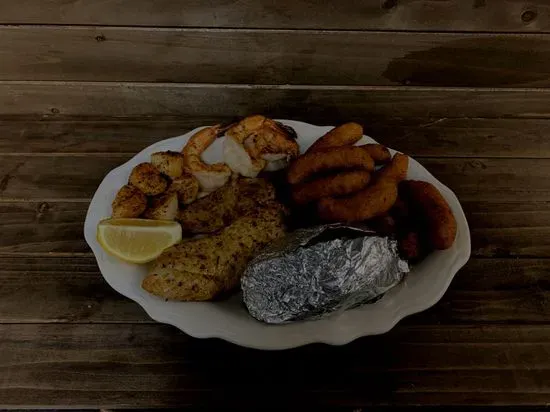 Tilapia, Jumbo Shrimp, & Scallops