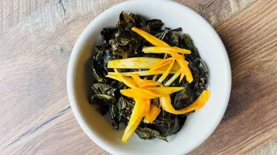 Braised Collards with Pickled Shallot