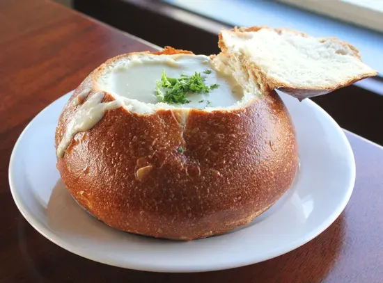 Clam Chowder in a Sourdough Bread Bowl