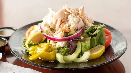 Greek Salad with Pulled Chicken