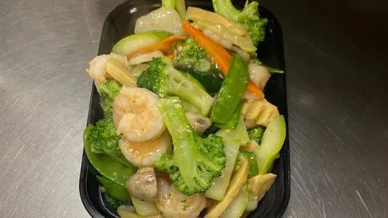 Shrimp with sizzling rice