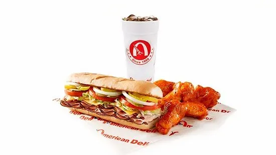 Turkey Sub and 5pc Wings Combo