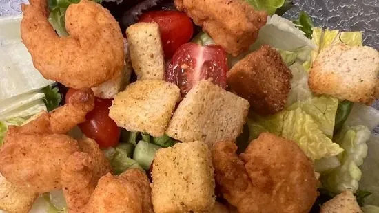 Fried Popcorn Shrimp Salad