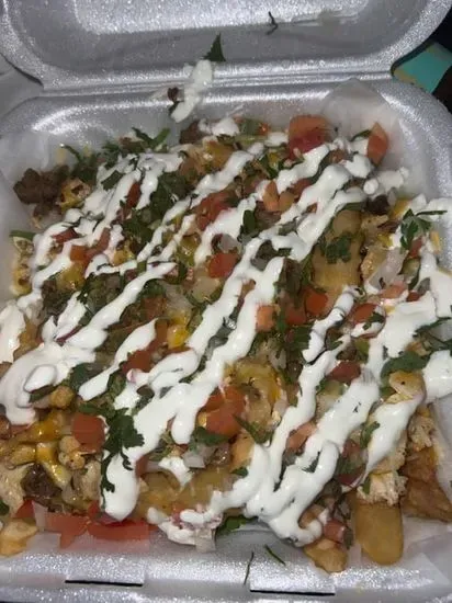 Both Loaded Fries/ Papas con Bistec y Pollo