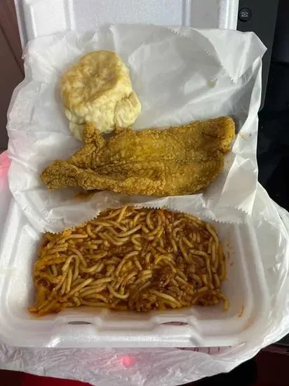 Fried Fish And Spaghetti