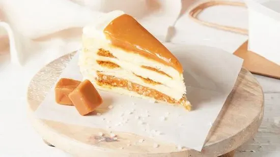 Salted Caramel Vanilla Crunch Cake Slice