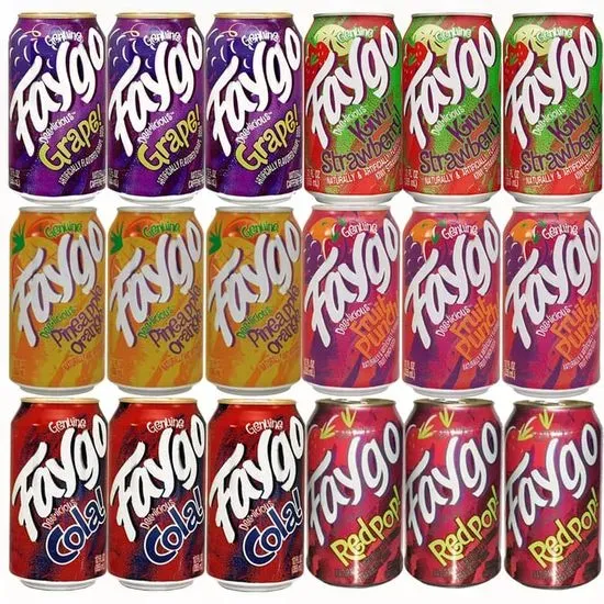 Can Soda Faygo "peach, orange,  red pop"