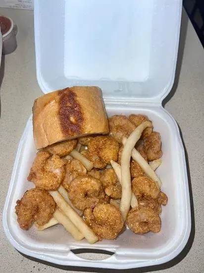 F. Popcorn Shrimp with Fries