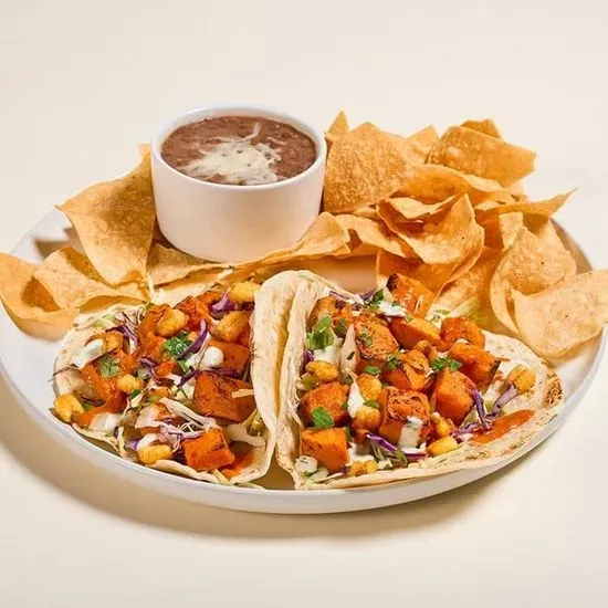 Roasted Sweet Potato Two Taco Plate