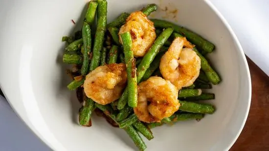 Pan Fried String Bean with Prawns