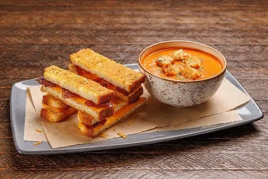 [new] Candied Bacon Grilled Cheese + Tomato Soup