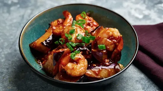 Shrimp and Eggplant With Garlic Sauce