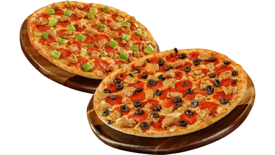 2 Large 3-Toppings Pizza's- Family Deal