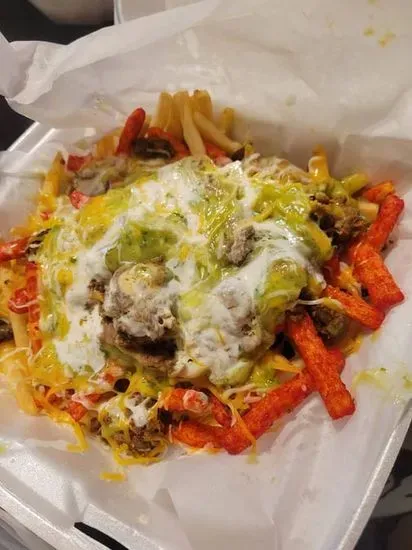 HOT CHEETOS FRIES W/CARNE ASADA