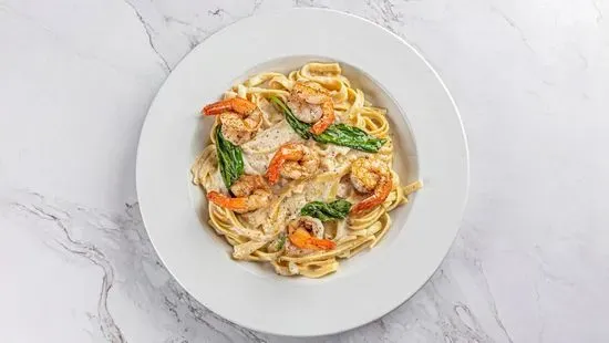 Fettuccine and Prawns