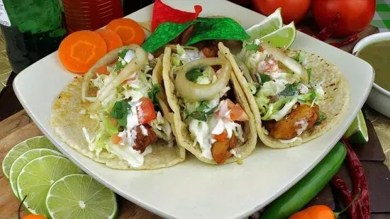 3 fish tacos Ensenada style ..