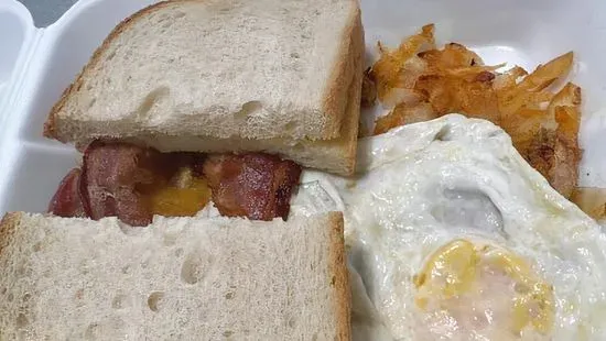 2 Eggs Any Style with Ham, Bacon or Sausage
