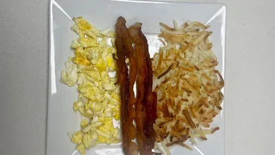 2 Eggs, Hash Browns, & Bacon or Sausage