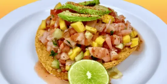 Mango and Shrimp Tostada