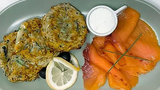 Zucchini Pancakes with Smoked Salmon