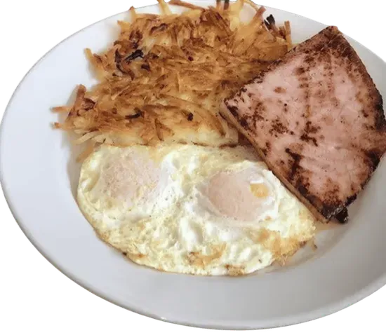 Two Eggs with Hash Browns or Seasoned Potatoes