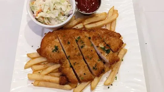 Fried Chicken Steak with BBQ Sauce