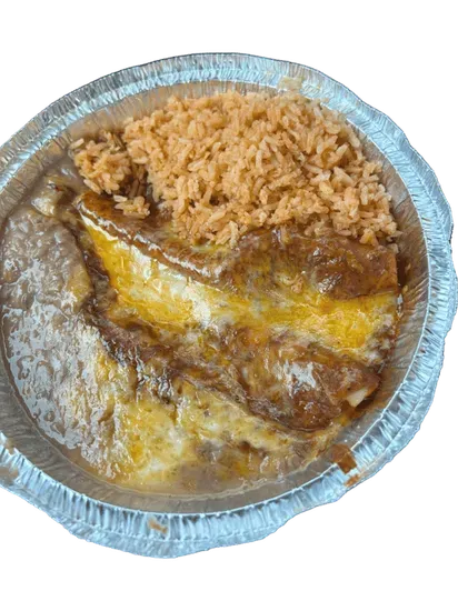 14. Two Cheese Enchiladas, Rice & Beans