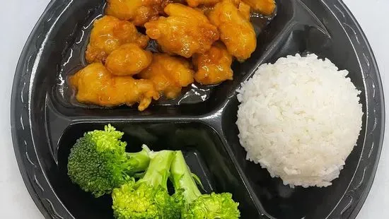 3. Orange Chicken, Rice & Broccoli