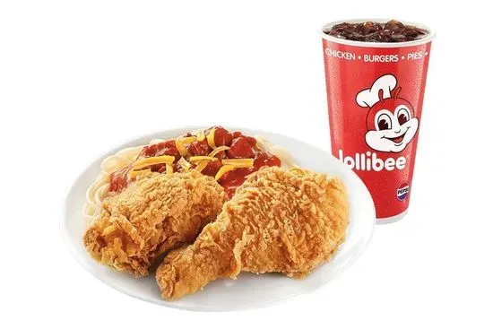 2pc Chickenjoy w/ Jolly Spaghetti and Drink