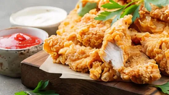 Two Crispy Chicken Strips with Choice of Side