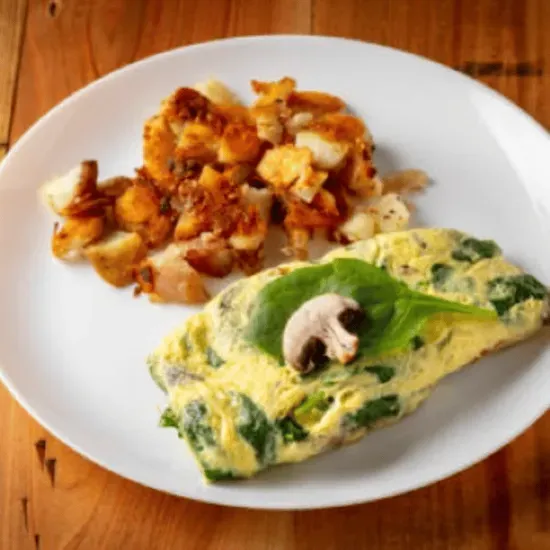 Fresh Spinach, Mushroom, and Jack Cheese Omelette