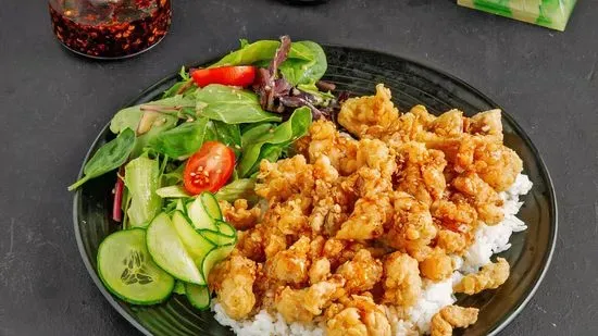 Sesame chicken rice bowl