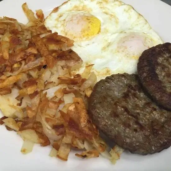 Two Egg Breakfast with Pork Sausage Patties