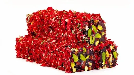 Turkish Delights. Pomegranate Pistachios with Rose Petals