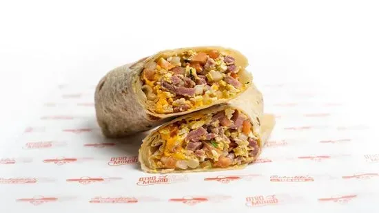 1. Ham, Eggs, Salsa & Cheese Burrito