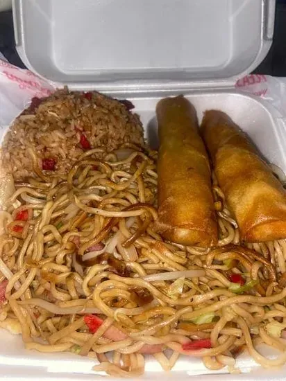 L2. Pork Chow Mein, Pork Fried Rice, Egg Roll (2)