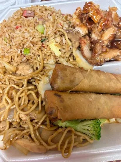 L7. Pork Fried Rice, Chicken Chop Suey Chow Mein, Teriyaki Chicken, Egg Roll (2)