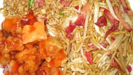 L3. Pork Chow Mein, Pork Fried Rice, Sweet & Sour Pork