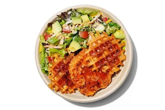 Hot Honey Chicken + Waffle Salad