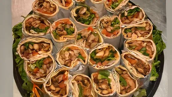 Catering 12 wraps cut in half