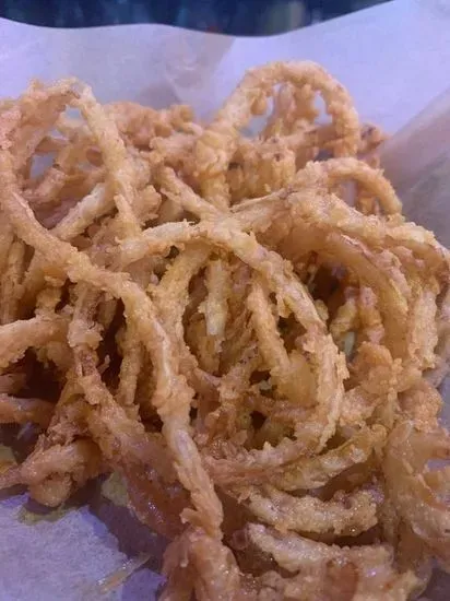 Basket of Hand Cut Onion Strings