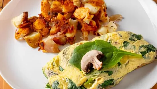 Fresh Spinach, Mushroom, and Jack Cheese Omelette