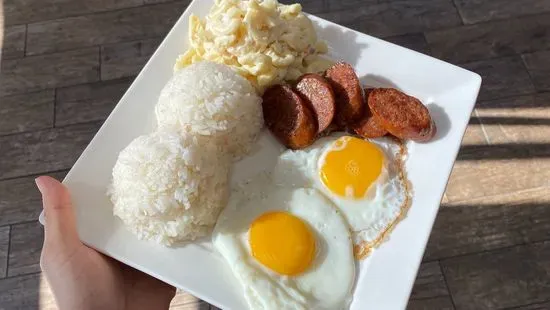 Portugese Sausage & Eggs Over Rice