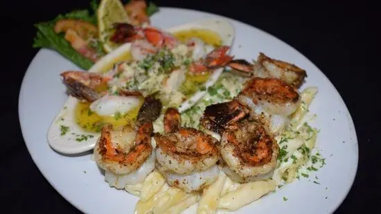Shrimp Scampi & Blackened - with Penne Alfredo