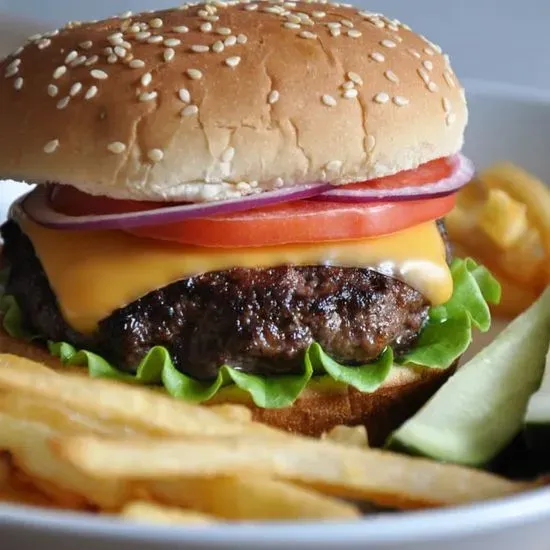 Mediterranean Beef Burger Meal (Fries & Soda)