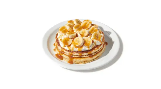 Stack of Salted Caramel Banana Pancakes